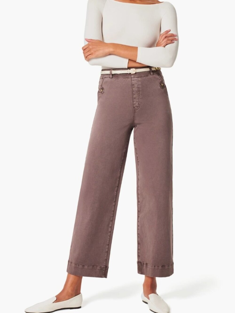 SPANX Stretch Twill Wide Leg Cropped Pants in Smoked Gray Size XL